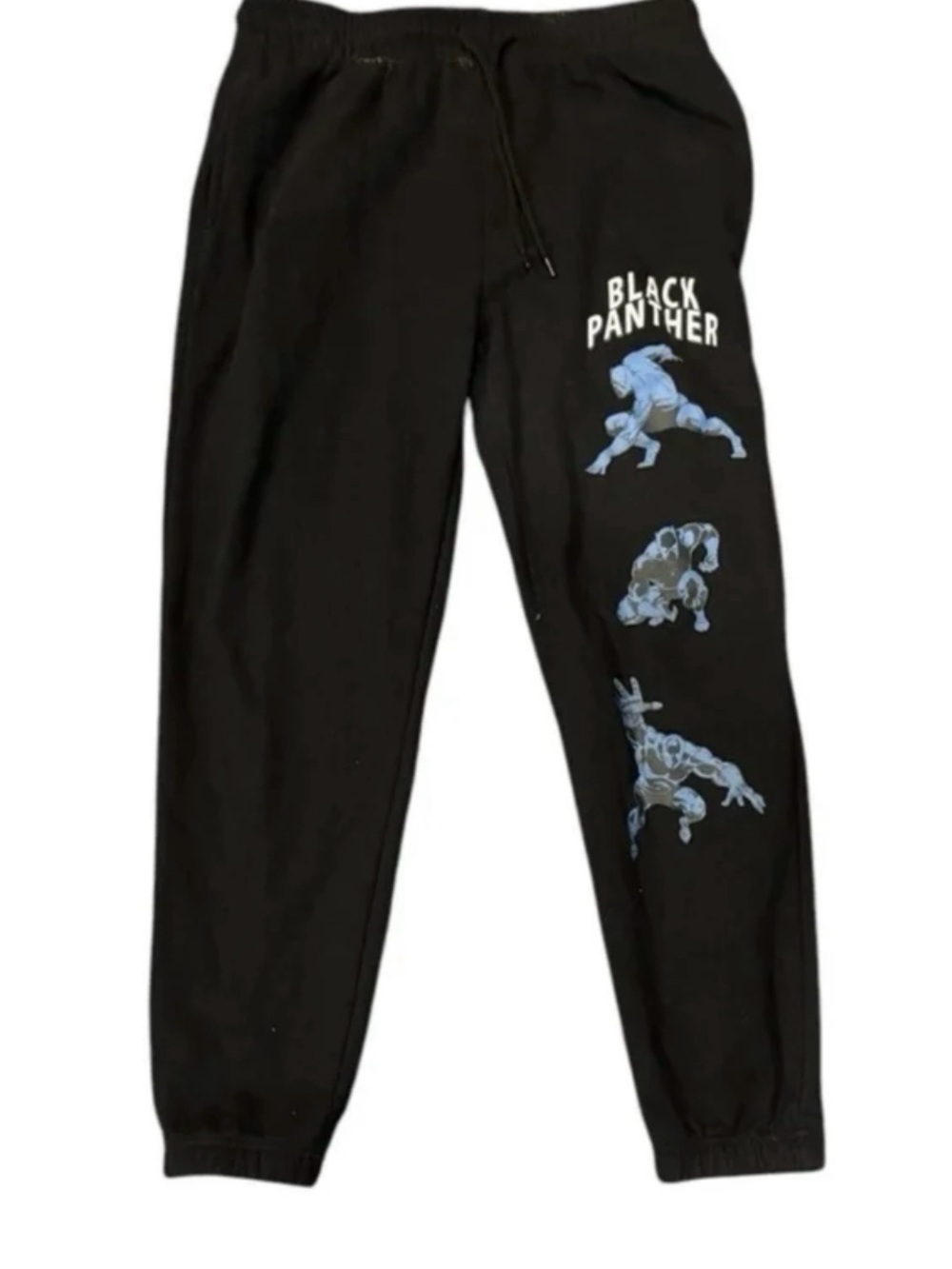 Marvel Black Panther Men’s Sweatpants Joggers Sz L" Black Fleece Drawstring